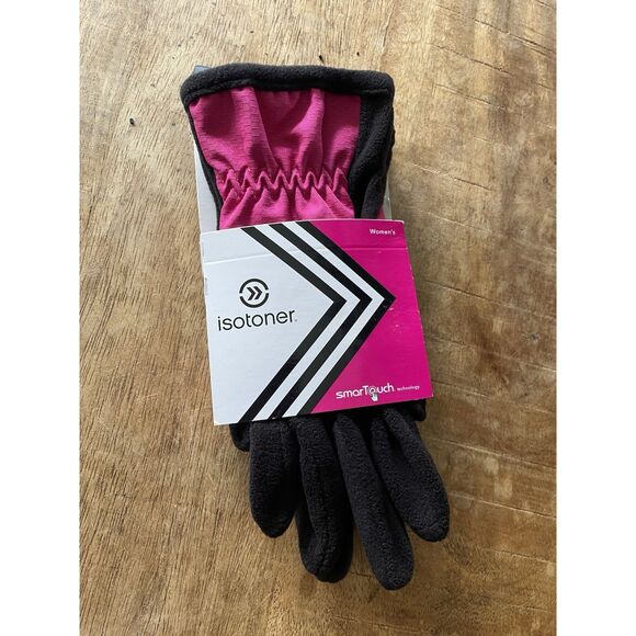 Isotoner SmartTouch Gloves Women’s One Size Fuchsia Black/ Pink  New - Picture 5 of 5